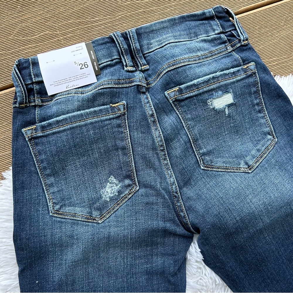 KanCan Blue Mid Rise Distressed Skinny Jeans Size 5 / 26 Ankle Short Length NEW - Picture 11 of 12